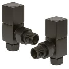 Image of Square Radiator Valves Pair Brass Straight Angled Chrome Black Gold Anthracite