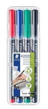 Image of STAEDTLER 318 WP4 Lumocolor Permanent Pen, Fine Line Width, 0.6mm - Assorted Col