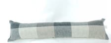 Image of Wool Check Draught Excluder Plain Reverse Fibre Filled Door Cushion UK Made