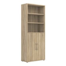 Image of Tall Bookcase with Shelves & Doors - Large Office Storage Unit for Books & Files