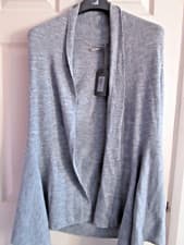 Image of BNWT AllSaints Keld Olivo Cardigan Small Grey Italian Yarn Front Draped Size S