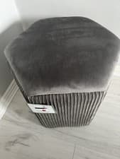 Image of Grey Velvet Storage Pouffe