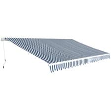 Image of Folding Awning Sunshade Blind Manual-Operated 5 Sizes Blue and White vidaXL