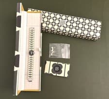 Image of Orla Kiely Laurel Ivy Mesh Strap Watch in White & Silver: New Battery w/ Box!