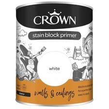 Image of Crown Stain Block Primer White Paint For Interior Exterior 750ml