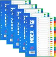 Image of Weegoo 5 Pack A-Z Dividers Plastic A4 File Dividers a to Z 20 Part, A4 Subject