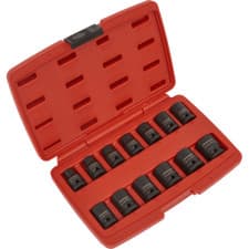 Image of Sealey 13 Piece 1/2" Drive Bi Hexagon Impact Socket Set Metric
