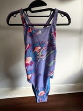 Image of Lilac Purple Digital Floral Print Adidas Women’s Swimsuit BNWT size 36