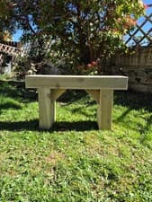 Image of Rustic Wooden Garden Bench, Natural Sleeper Wood,Bespoke size, Outdoor Furniture