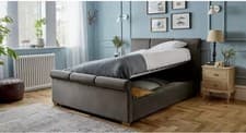 Image of DFS Fallan 150CM KING SIZE OTTOMAN BED FRAME - GREY 