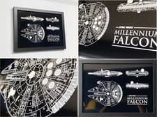 Image of Star Wars MILLENNIUM FALCON Stunning White Ink print on A3 Aluminium 13x18"Frame