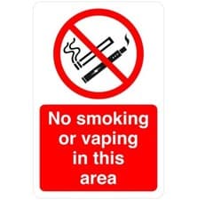 Image of No smoking or vaping in this area safety sign- PVC, Sticker or Diabond