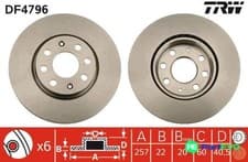 Image of TRW 2 X BRAKE DISC DF4796 FOR FIAT OPEL VAUXHALL