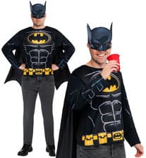 Image of Batman Costume Mens Marvel Superhero Official Fancy Dress Outfit & Mask