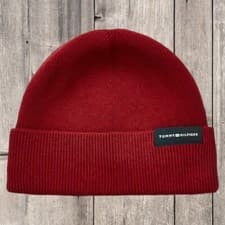 Image of Tommy Hilfiger 1985 Collection Uptown Beanie Wool Cotton Ribbed Turn Up RRP £55
