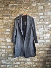 Image of Womens All Saints Black And Grey Long Blazer Jacket Size UK 10
