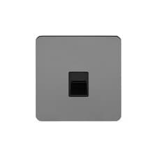 Image of Black Nickel Flat Plate 1 Gang Telephone Master SocketBT Blk Ins Screwless