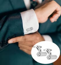 Image of Unique Sterling Silver Plated Rectangle Bar Cuff Link Men's Business Cufflink UK