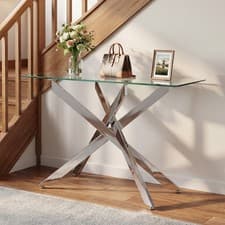 Image of Glass Console Table Modern Entryway Table