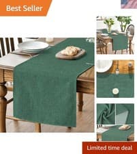 Image of Machine Washable Forest Green Table Runner 13x60 - Perfect for Celebrations