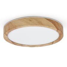 Image of LED Ceiling Light 12W Wood Grain Round Flush Mount 18Cm Nordic Style Warm White