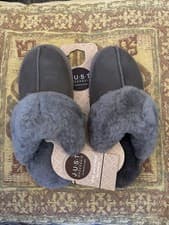 Image of Just SheepSkin Size UK   5/6 Slippers Grey Genuine Suede