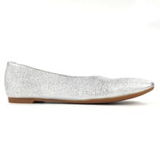 Image of Clarks Ballet Flats Metallic Silver Glitter Leather Size 6