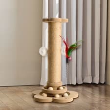 Image of TALL LARGE CAT SCRATCHING POST 15.6'' STRONG NATURAL SISAL POLE HEAVY DUTY BASE