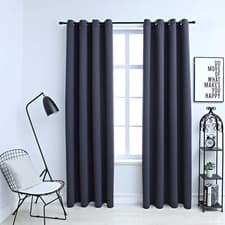 Image of Curtains Anthracite 140x245 cm 100% Polyester Blackout Metal Ring 2pcs Modern UK