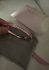 Image of Ted Baker Clemara Rose Gold Tone Crystal Hinge Bangle with Pink Crystals