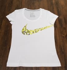 Image of NIKE LADIES SLIM FIT SHORT SLEEVE SWOOSH COTTON T-SHIRT IN WHITE SIZE L