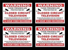 Image of *PACK OF 4* CCTV IN OPERATION 24 HOUR RECORDING signs or stickers security