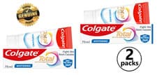Image of 2x Colgate Total Active Prevention Teeth 24h Whitening Toothpaste 15x more 75ml