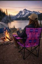 Image of NWT Portable Camping Chair Heavy Duty Folding Chair w/ Cup Holder
