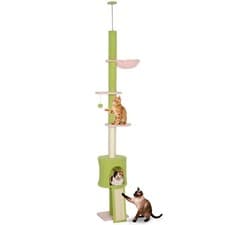 Image of PawHut Floor to Ceiling Cat Tree Adjustable Height 220-240 cm Cat Tower