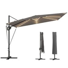 Image of Outsunny 3x3m Cantilever Parasol w/ Light & Cover & Wind Protection Refurbished