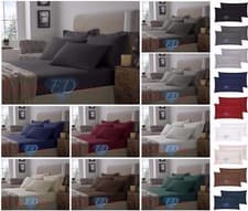 Image of Flannelette 100% Brushed Cotton Fitted Bed Sheets, Extra Deep Fitted Bedsheets