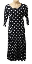 Image of Nina Leonard Womens Midaxi Dress size L Round Neck Panel Polka Dot Black White