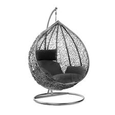 Image of Hanging Swing Egg Chair Outdoor Garden Patio Hanging Wicker Hammock Pod Chair UK