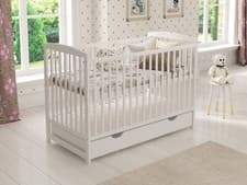 Image of Baby Cot Bed 120x60cm with Drawer & Mattress & Waterproof Fitted Terry Cot Sheet