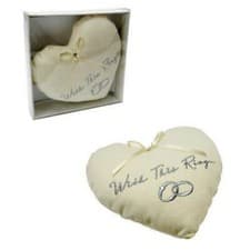 Image of Beautiful Cream Heart Design Amore Wedding Ring Cushion Pillow - With This Ring