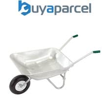 Image of Draper 65L Garden Barrow Wheelbarrow Galvanised 31619 Cart Pneumatic Tyre