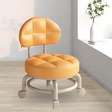 Image of Low Round Rolling Stool, Pedicure Stool, Multipurpose with Wheels, Shoe Changing