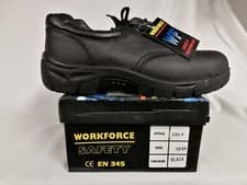 Image of Workforce Safety Shoes - Black Lace Ups with Steel toe caps, Size UK 10 EU 44