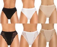 Image of Wysteria Lane High Leg Briefs Quality Cotton Rich Knickers Underwear (3 Pack)