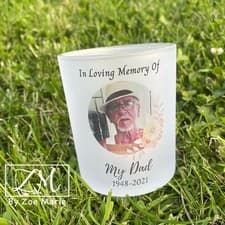 Image of In Loving Memory Personalised Photo Candle Holder Memorial Gift