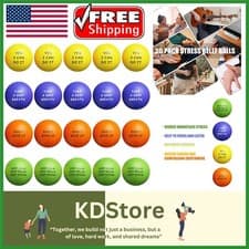 Image of Durable EVA Stress Balls with Motivational Quotes - 20 Pack for Stress Relief