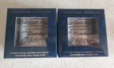 Image of 2 x GUARDIAN ANGEL METAL TEALIGHT HOLDERS - 3 INCH HIGH BRAND NEW BOXED