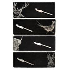 Image of Stunning Set Of 4 Individual Slate Cheese Board Sets With Country Animal Design