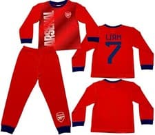 Image of Arsenal FC Kids Pyjamas Option To Personalise Pjs 4-5 and 5-6 Years
